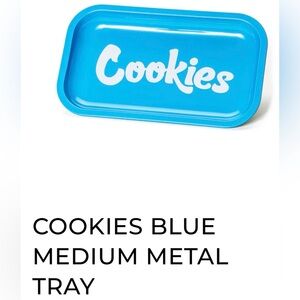 COOKIES BLUE MEDIUM METAL ROLLING TRAY White Lettering 420 Friendly BRAND NEW